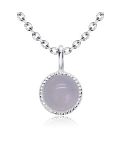 Rose Quartz Natural Round Stone Silver Necklace SPE-5144